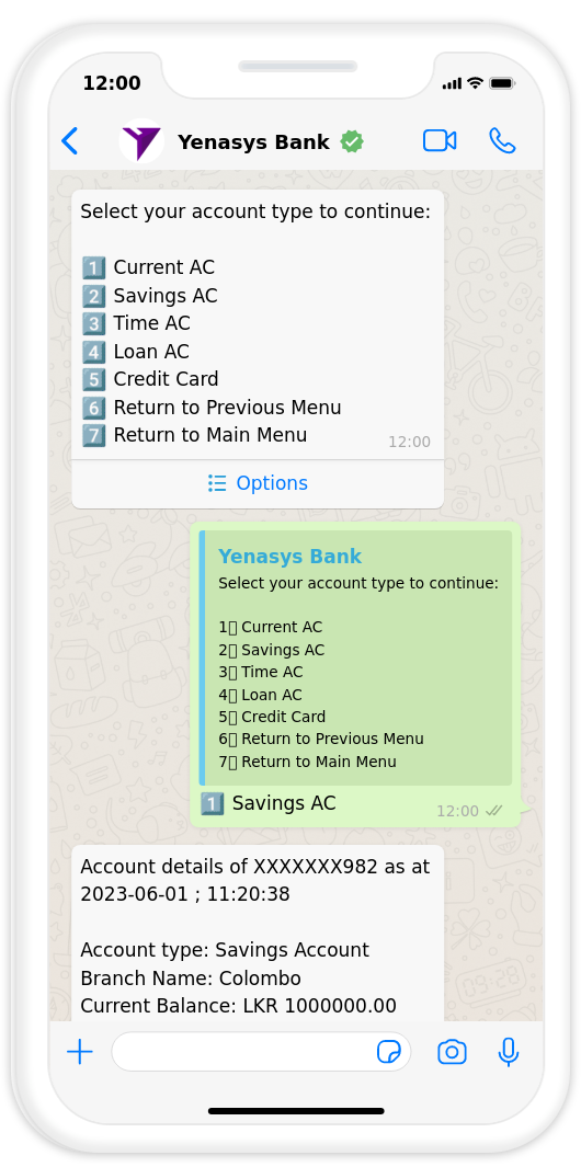 WhatsApp Banking - Account Balance Inquiry